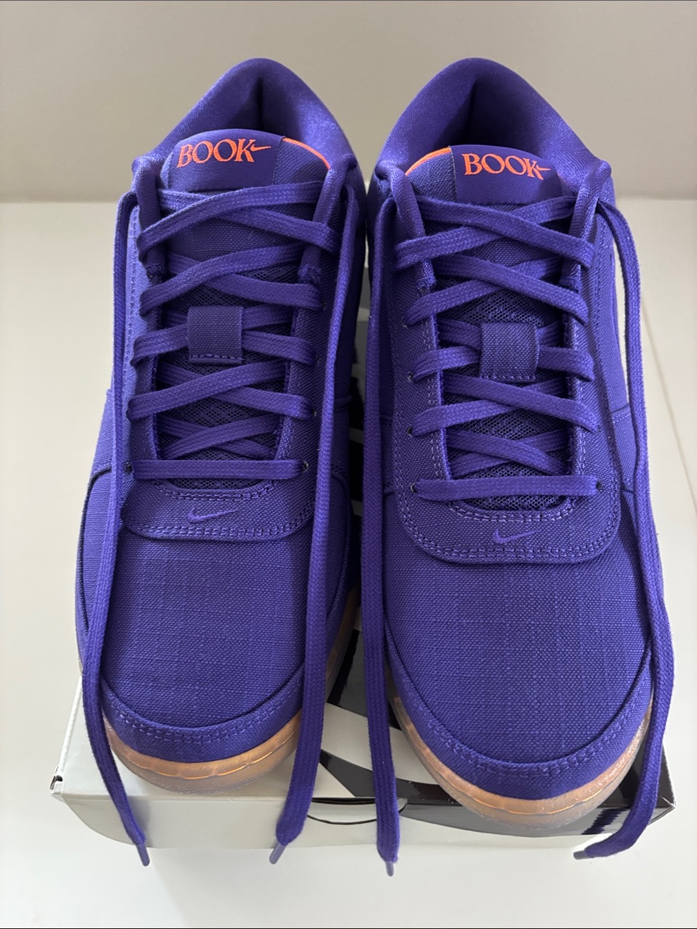 Nike Purple Low-Top Sneakers with Orange Accents Book1 Court Purple Size 10